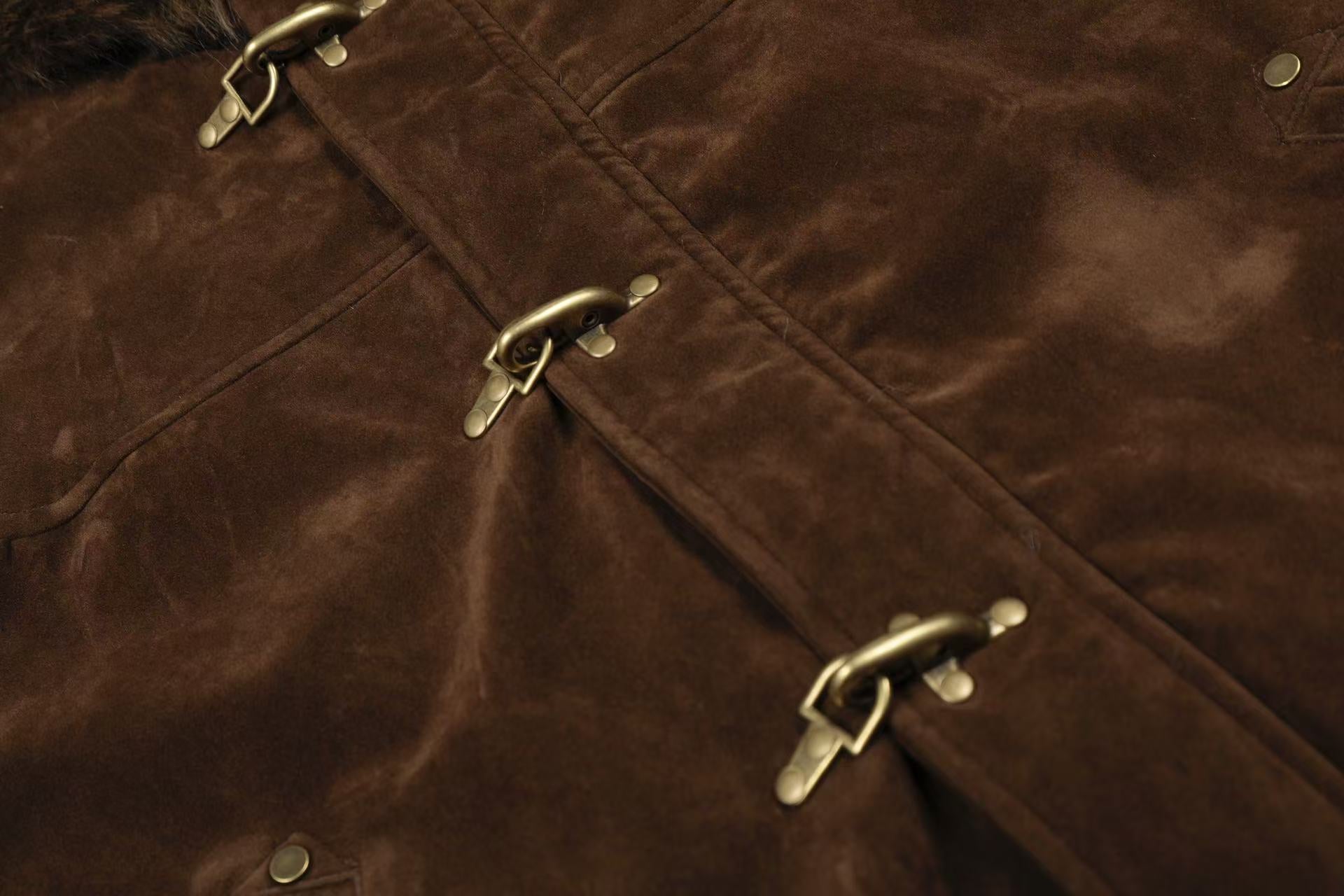 Vintage Faux-Fur Collar Hooded Jacket