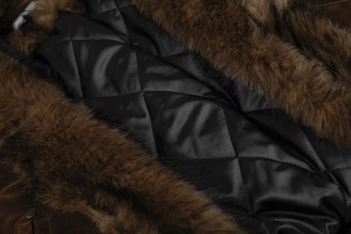 Vintage Faux-Fur Collar Hooded Jacket