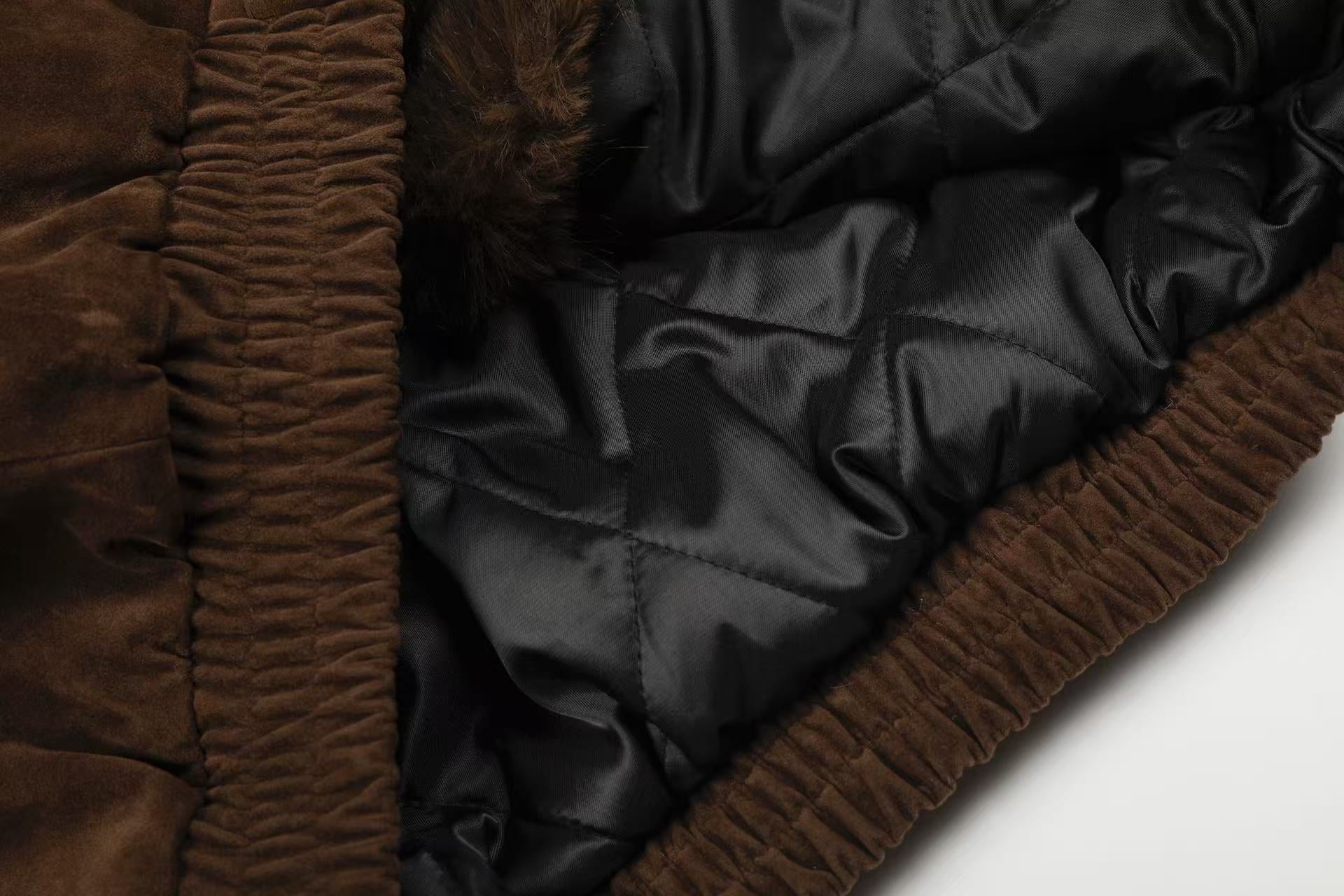 Vintage Faux-Fur Collar Hooded Jacket