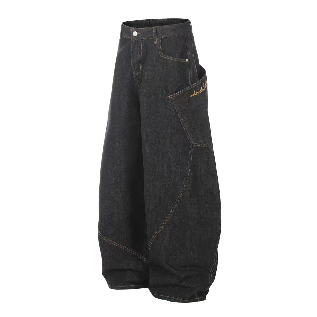 Line-Deconstructed Wide-Leg Baggy Jeans