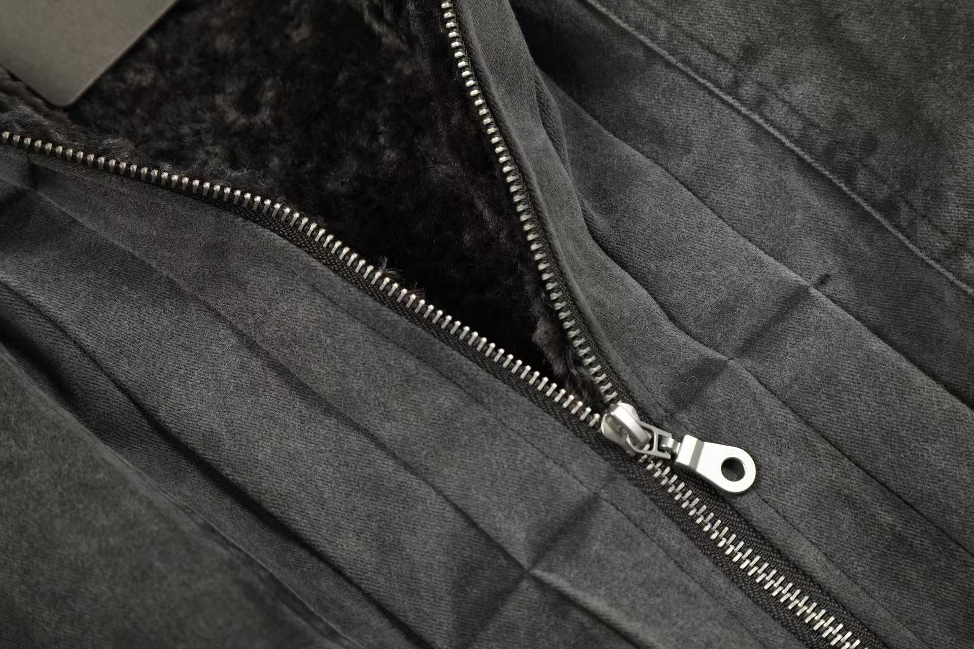 Vintage Washed Suede-Lined Thick Bomber Jacket