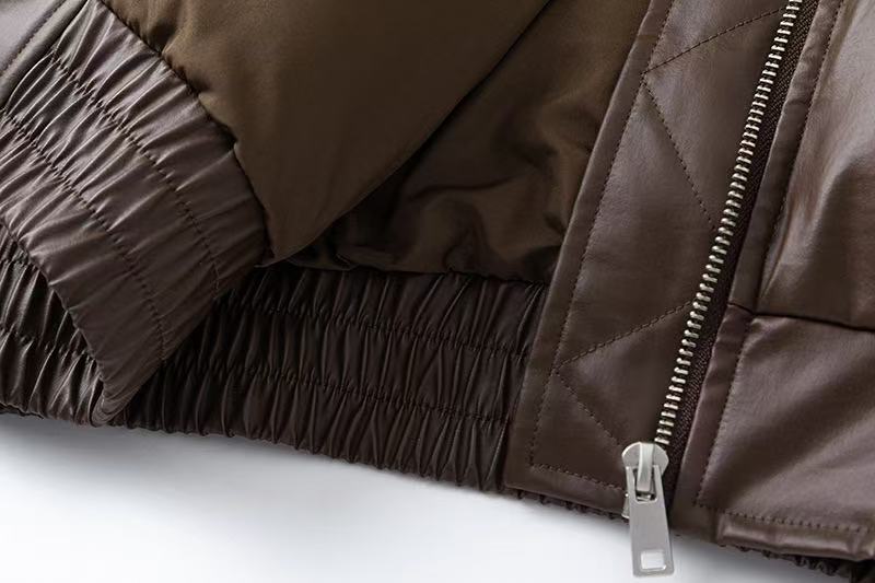 Vintage Pu Leather Faux-Fur Thick Jacket