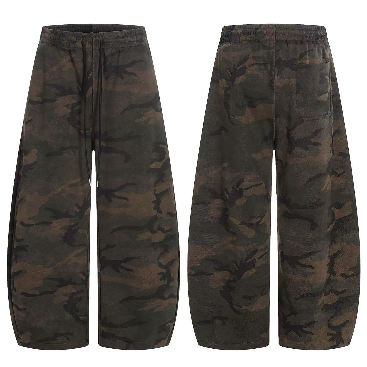 Camo Fleece-Lined Wide-Leg Sweatpants