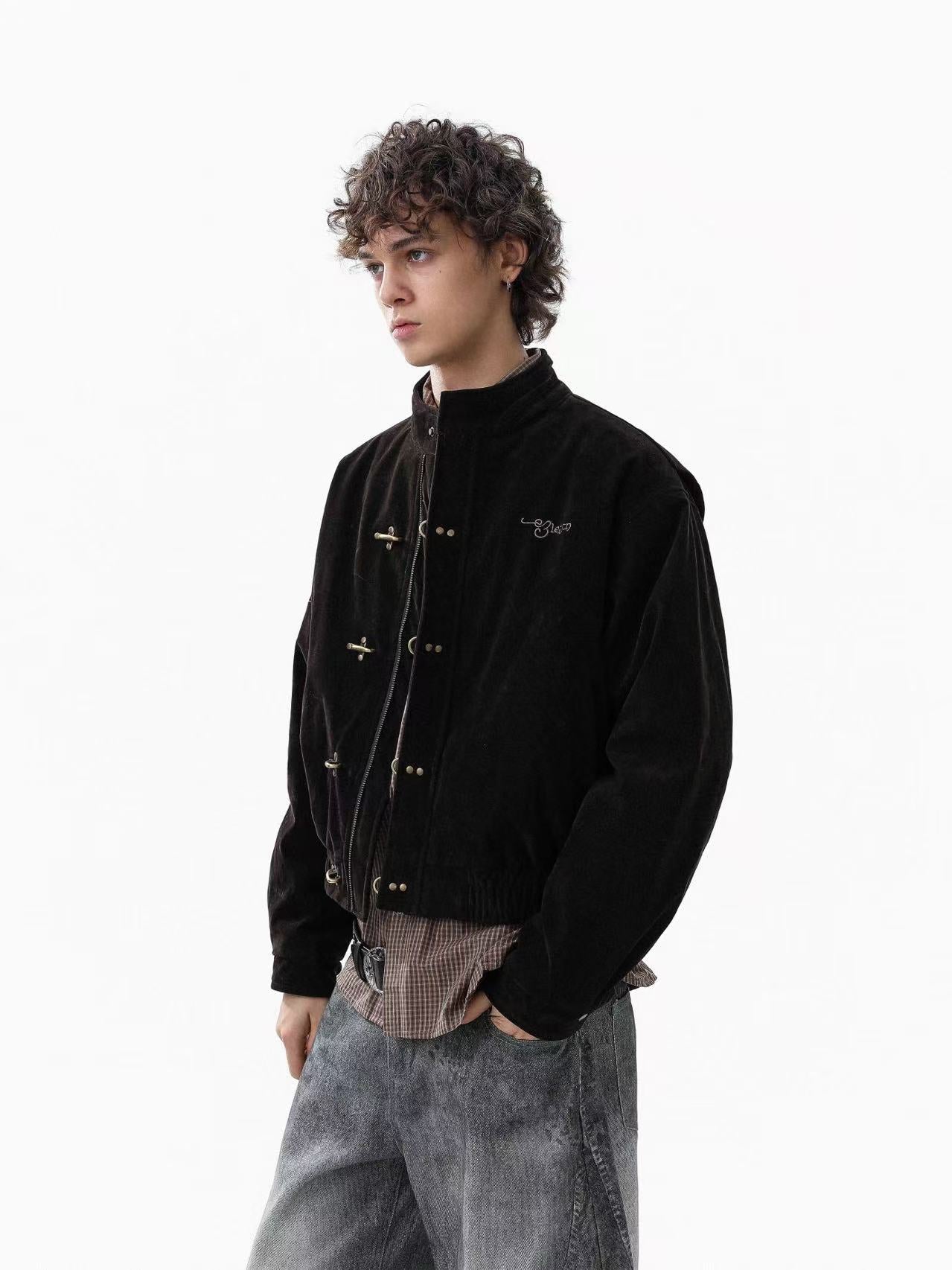 Vintage Stand-Collar Bomber Jacket