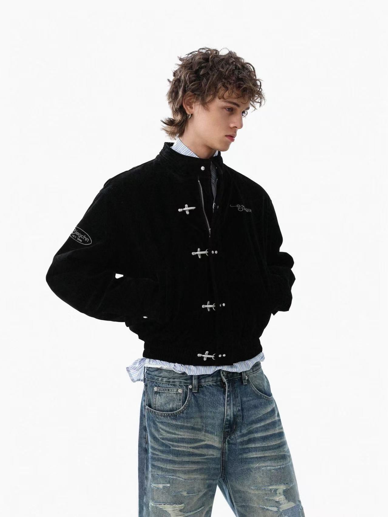 Vintage Stand-Collar Bomber Jacket