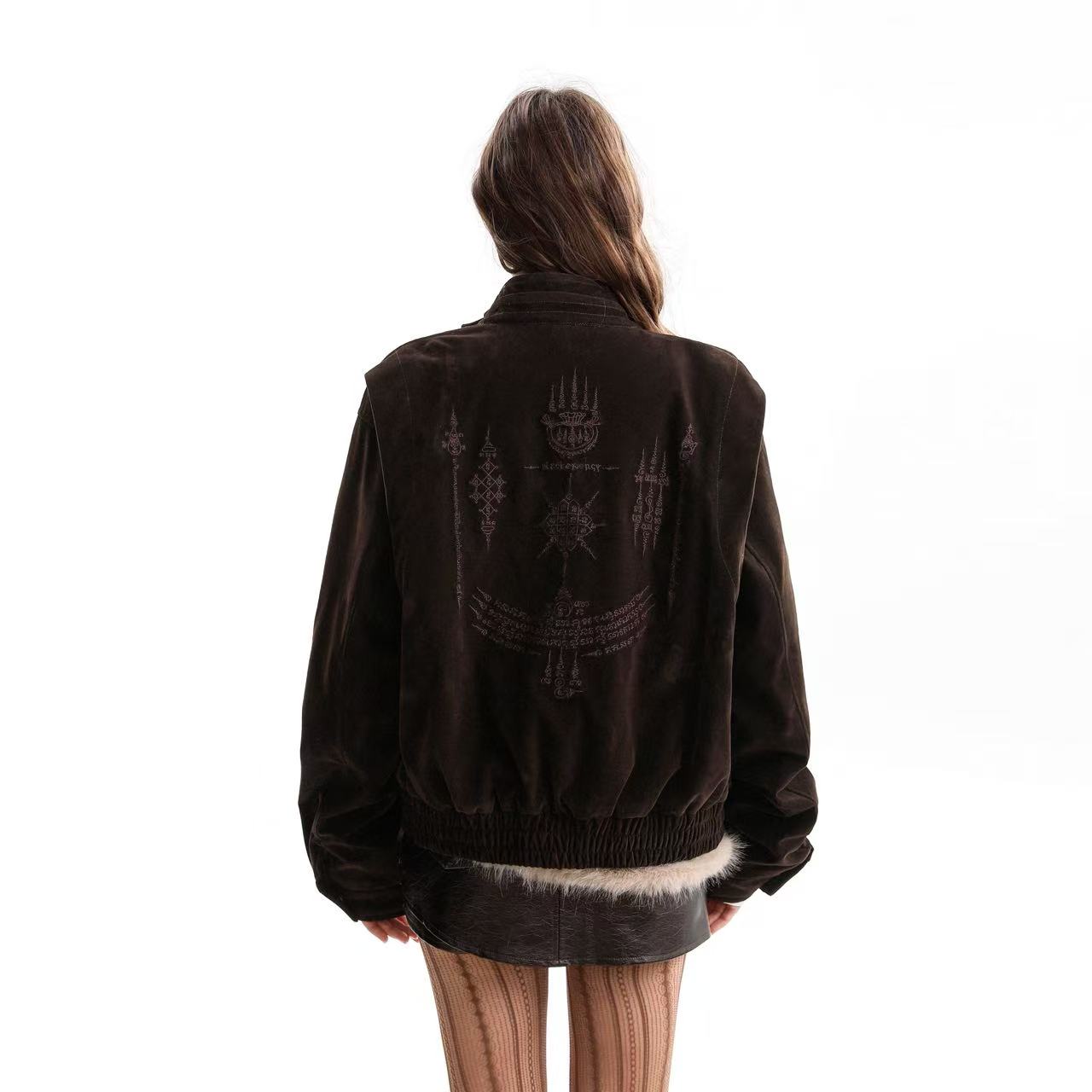 Vintage Stand-Collar Bomber Jacket