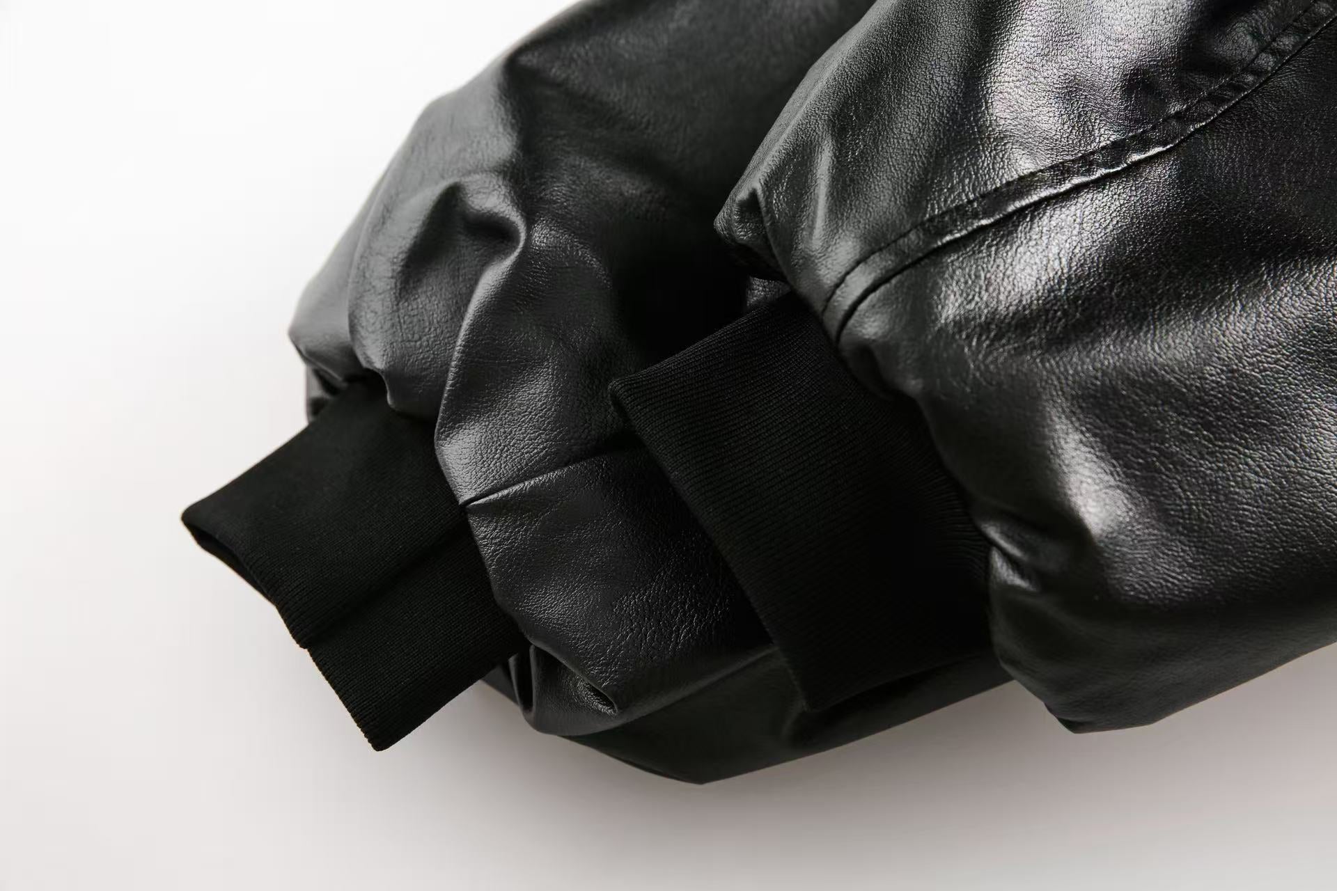 Vintage PU Leather Bomber Jacket