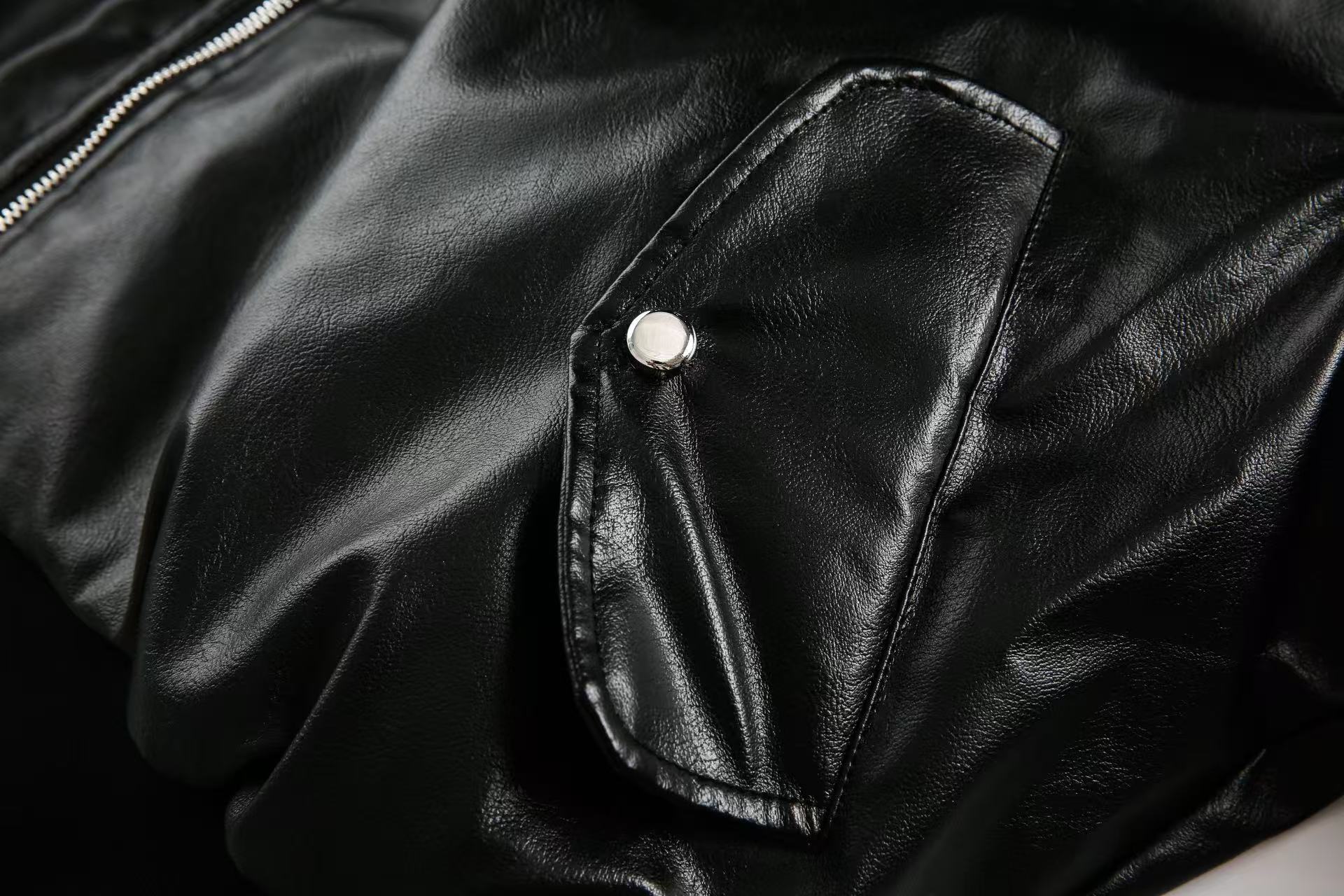 Vintage PU Leather Bomber Jacket