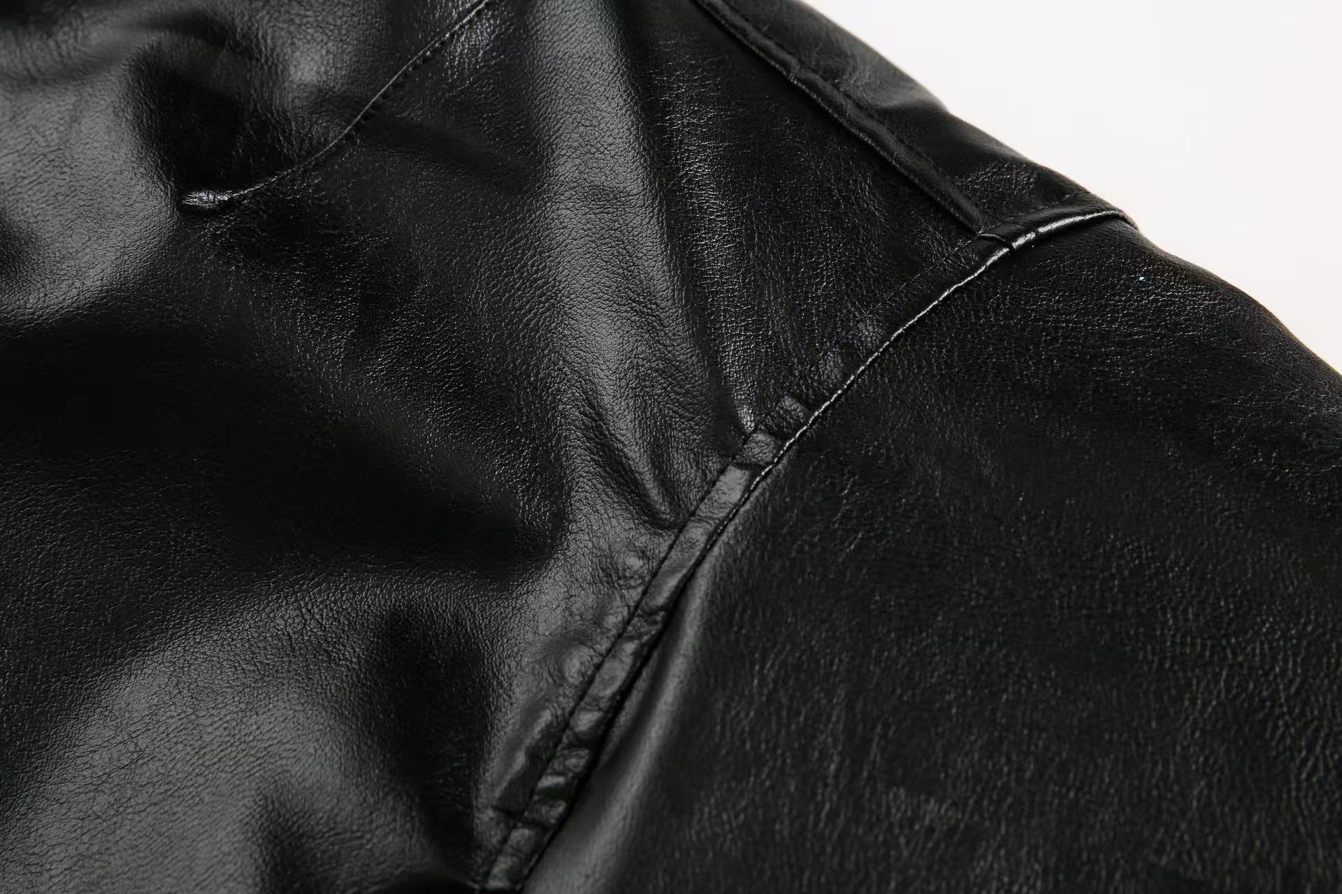 Vintage PU Leather Bomber Jacket