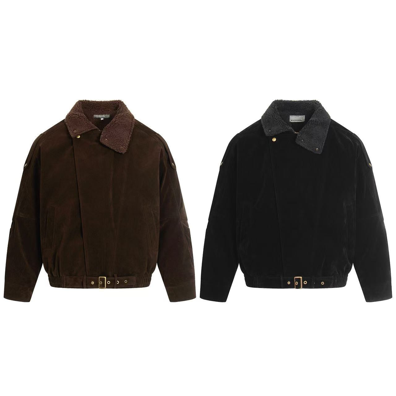 Vintage Street-Style Suede Stand-Collar Jacket