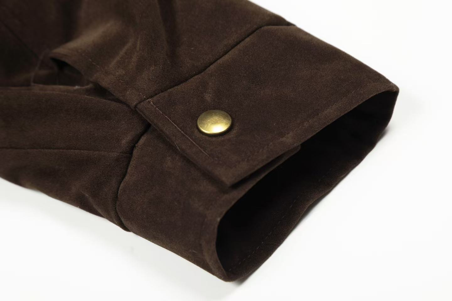 Vintage Street-Style Suede Stand-Collar Jacket