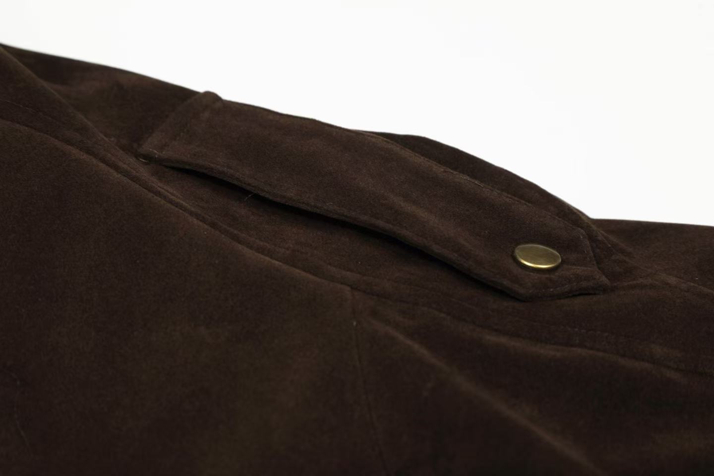 Vintage Street-Style Suede Stand-Collar Jacket