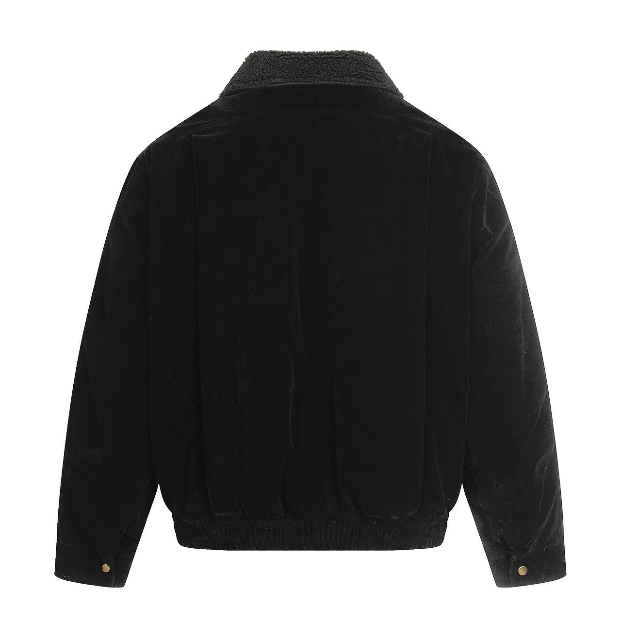 Vintage Street-Style Suede Stand-Collar Jacket