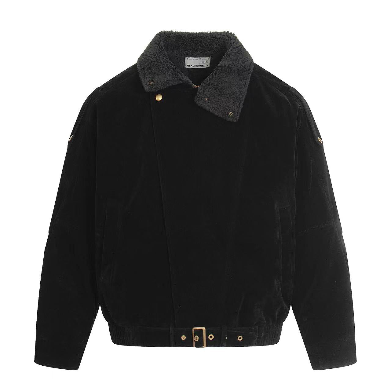 Vintage Street-Style Suede Stand-Collar Jacket