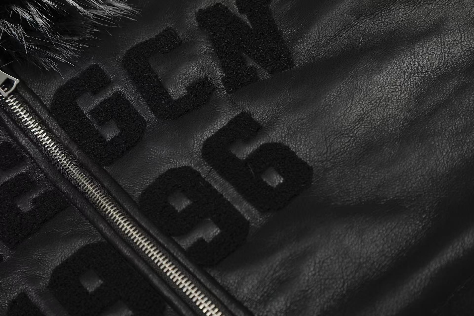 Vintage Street-Style PU Leather  Faux-Fur Collar Jacket