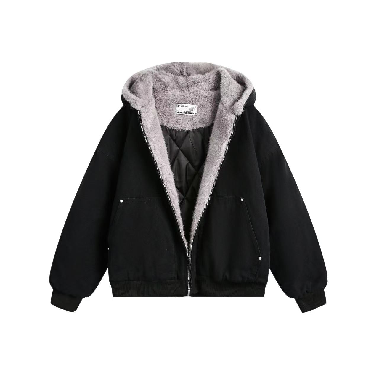 Clean-Fit Faux-Fur Hooded Jacket