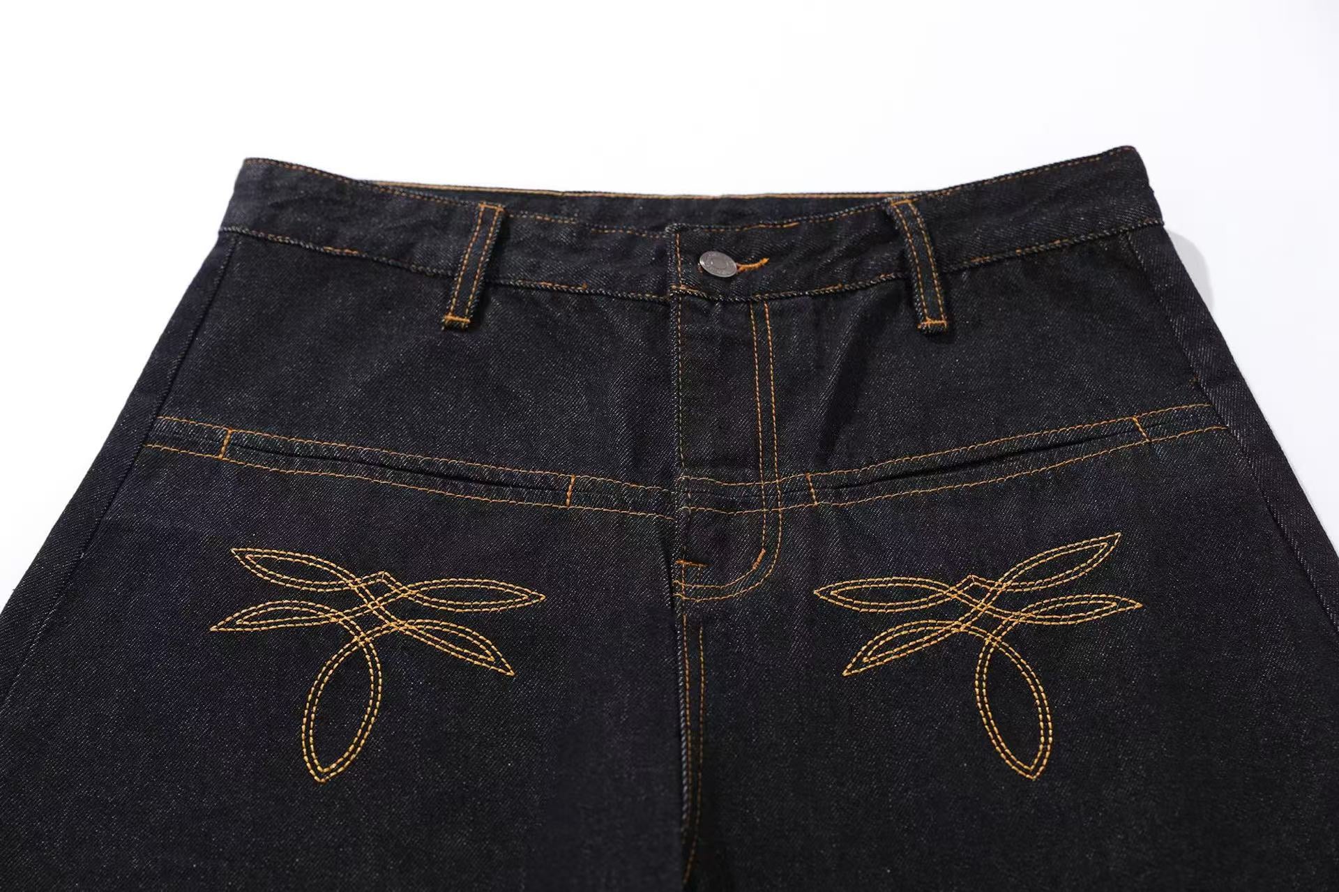 Clean-Fit Print Wide-Leg Jeans