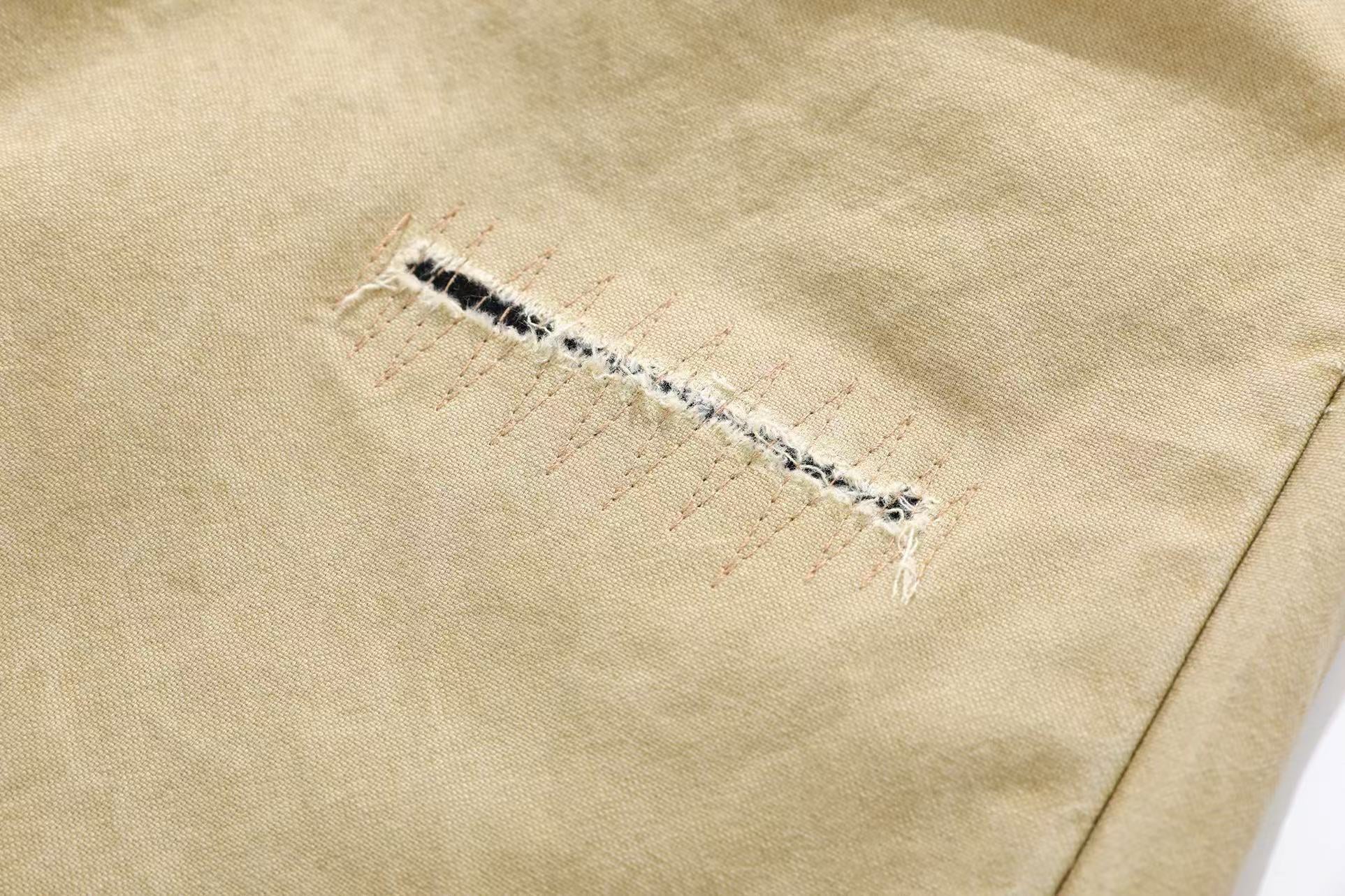 Multi-Pocket Distressed Wide-Leg Cargo Pants