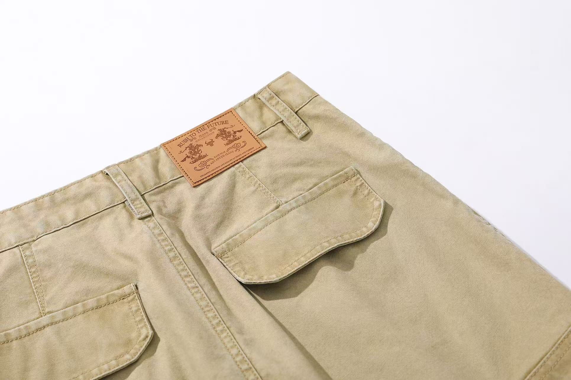 Multi-Pocket Distressed Wide-Leg Cargo Pants
