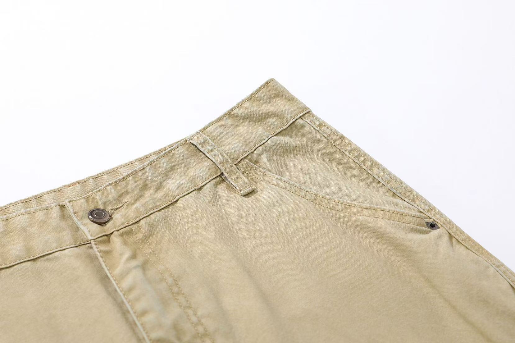 Multi-Pocket Distressed Wide-Leg Cargo Pants