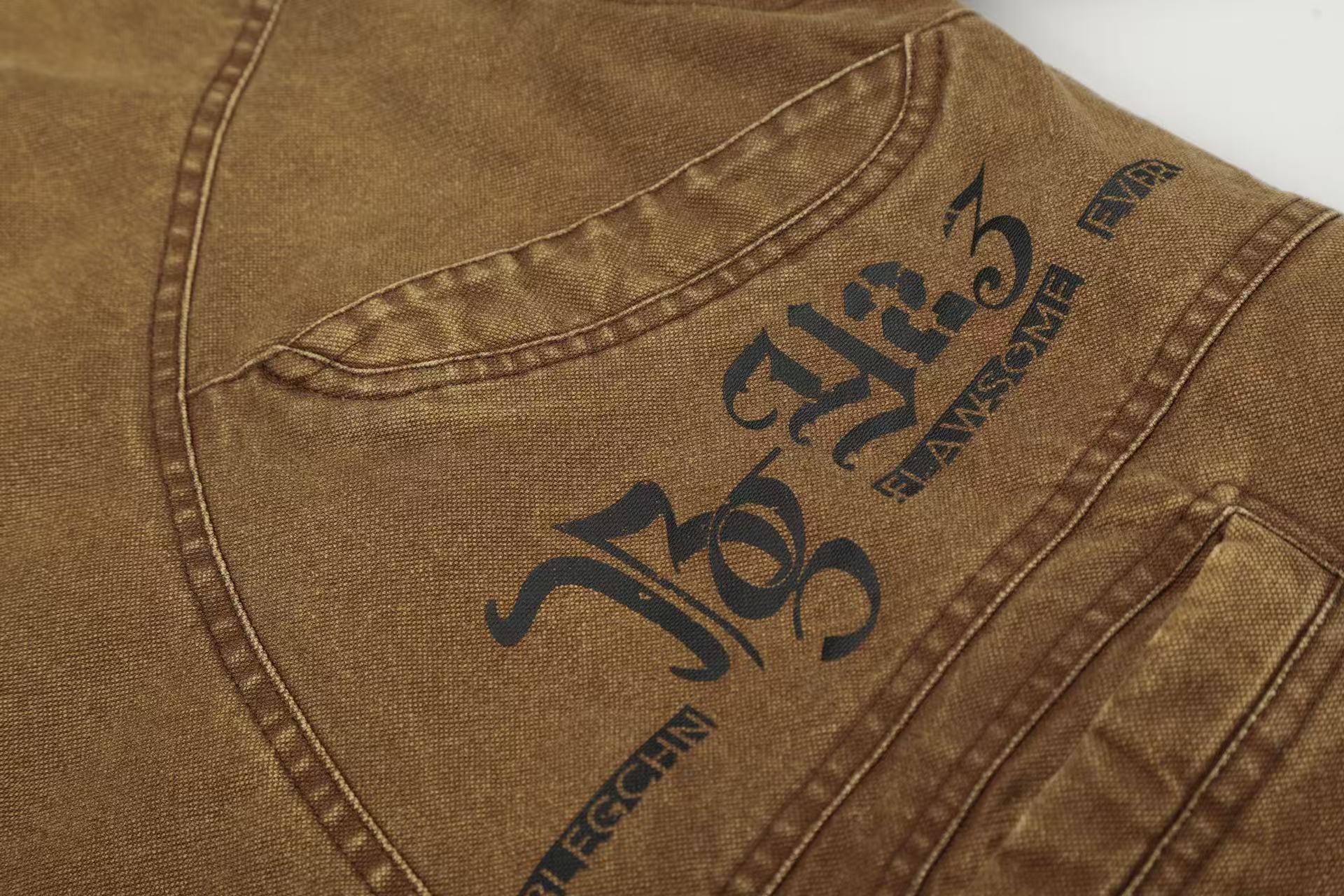 Knight-Print Color-Block Lapel Padded Jacket