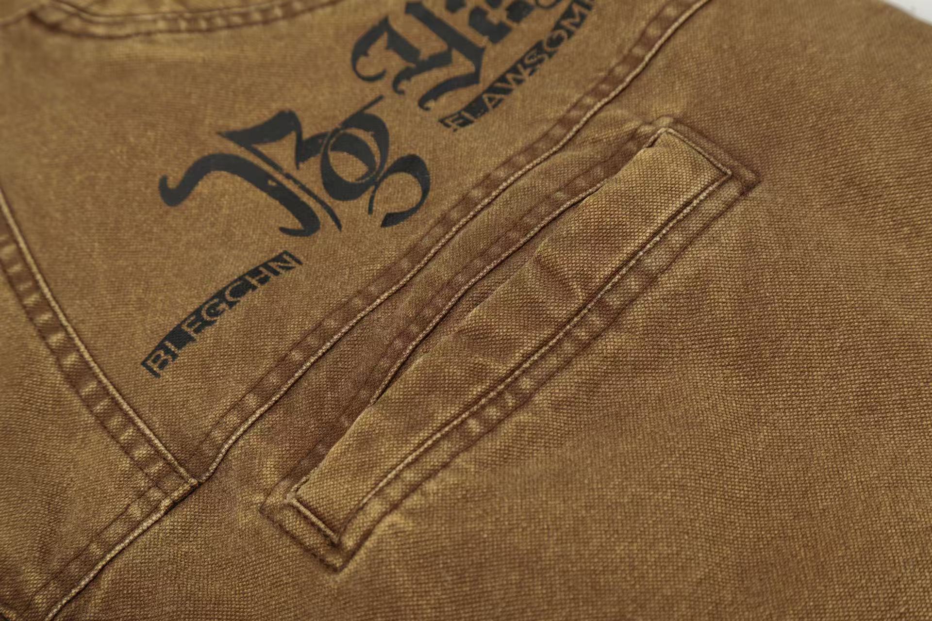 Knight-Print Color-Block Lapel Padded Jacket