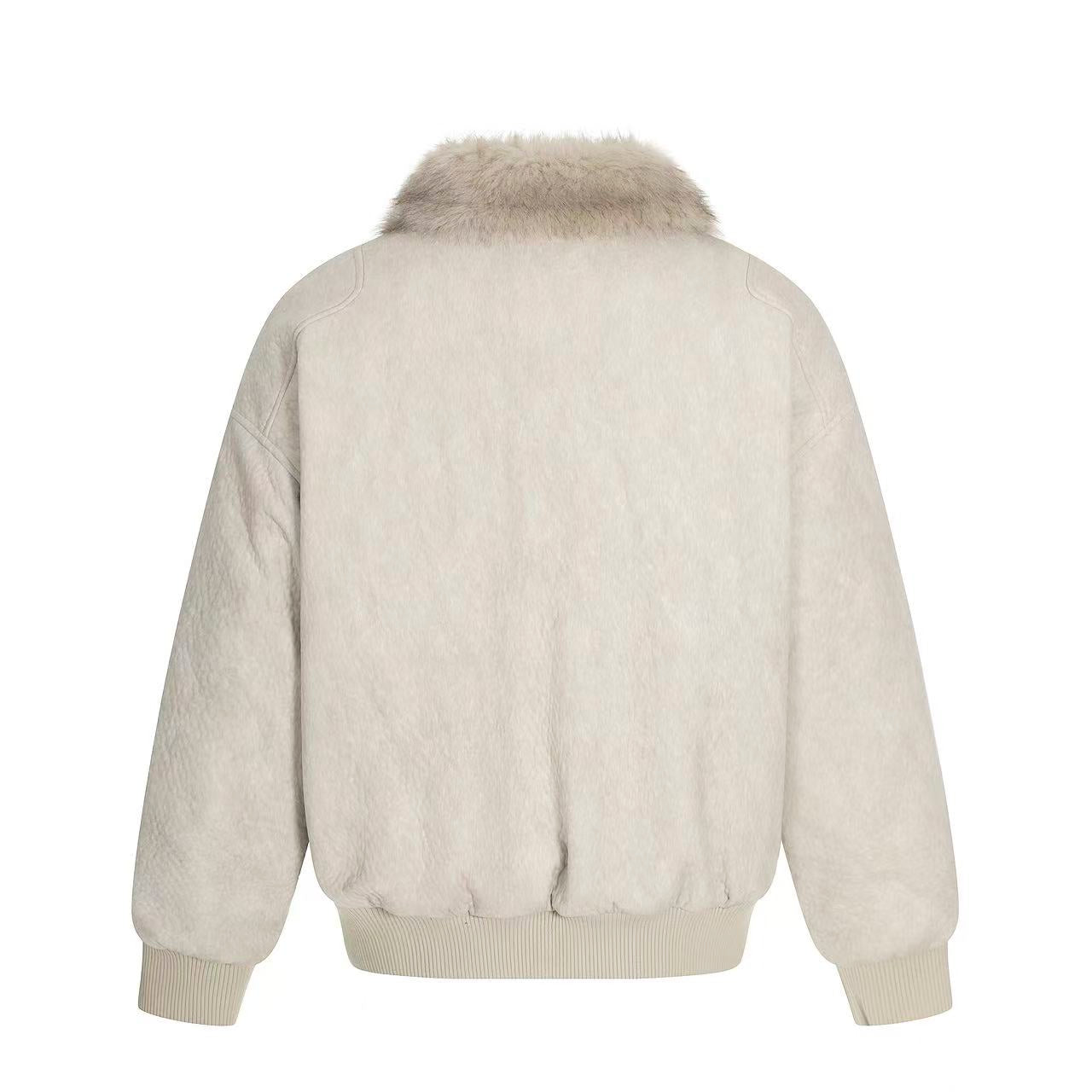 Old-Money Clean-Fit Faux-Fur Collar Jacket
