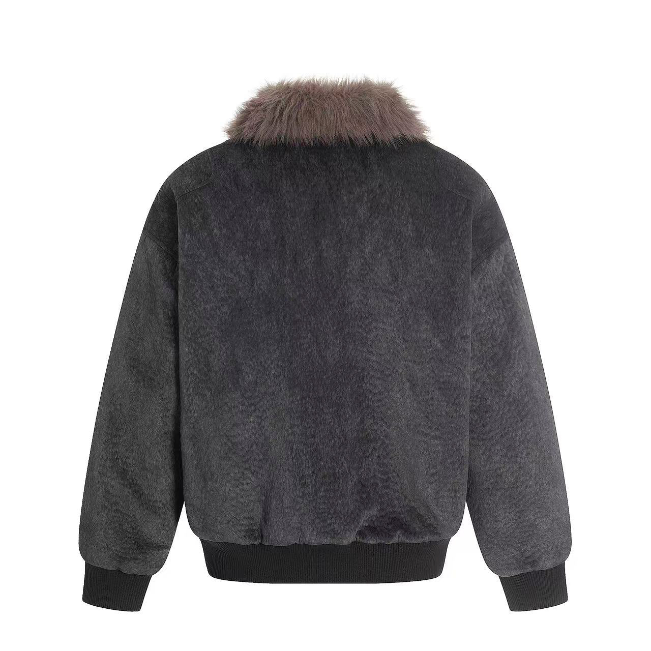 Old-Money Clean-Fit Faux-Fur Collar Jacket
