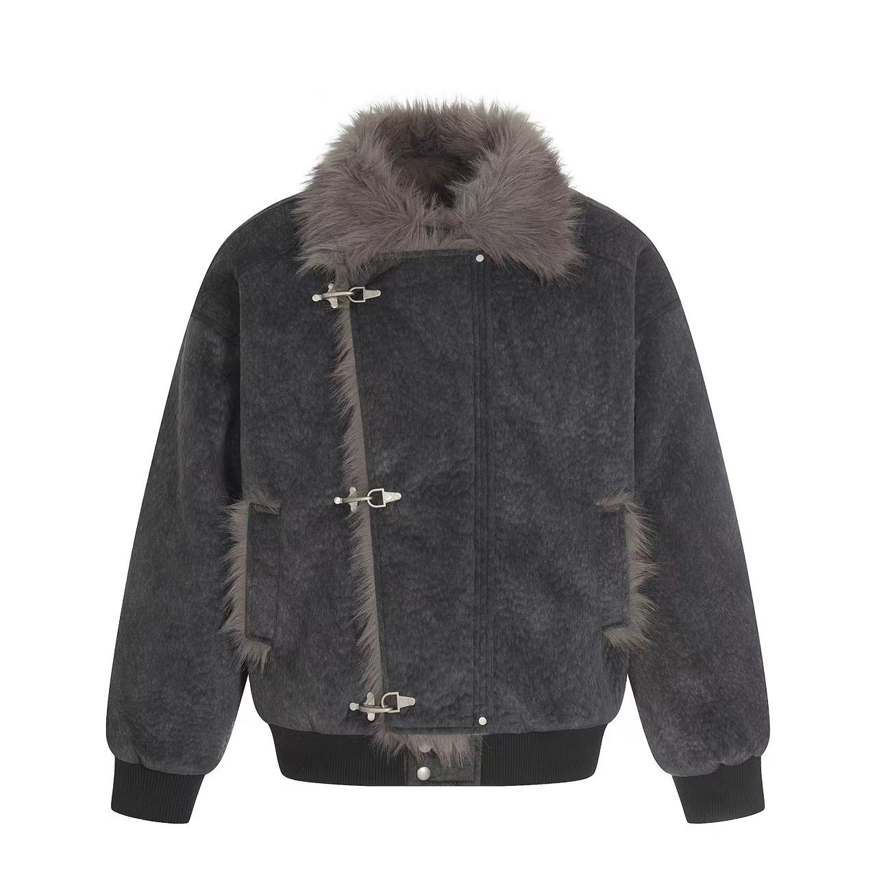 Old-Money Clean-Fit Faux-Fur Collar Jacket