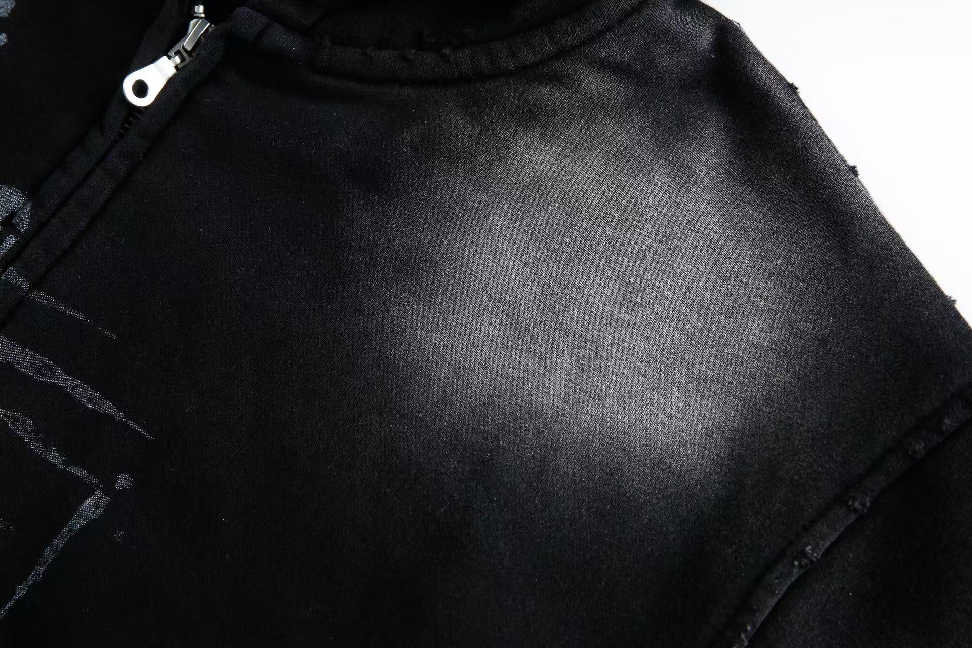 Wasteland Style Dirty Washed Zip-Up Hoodie