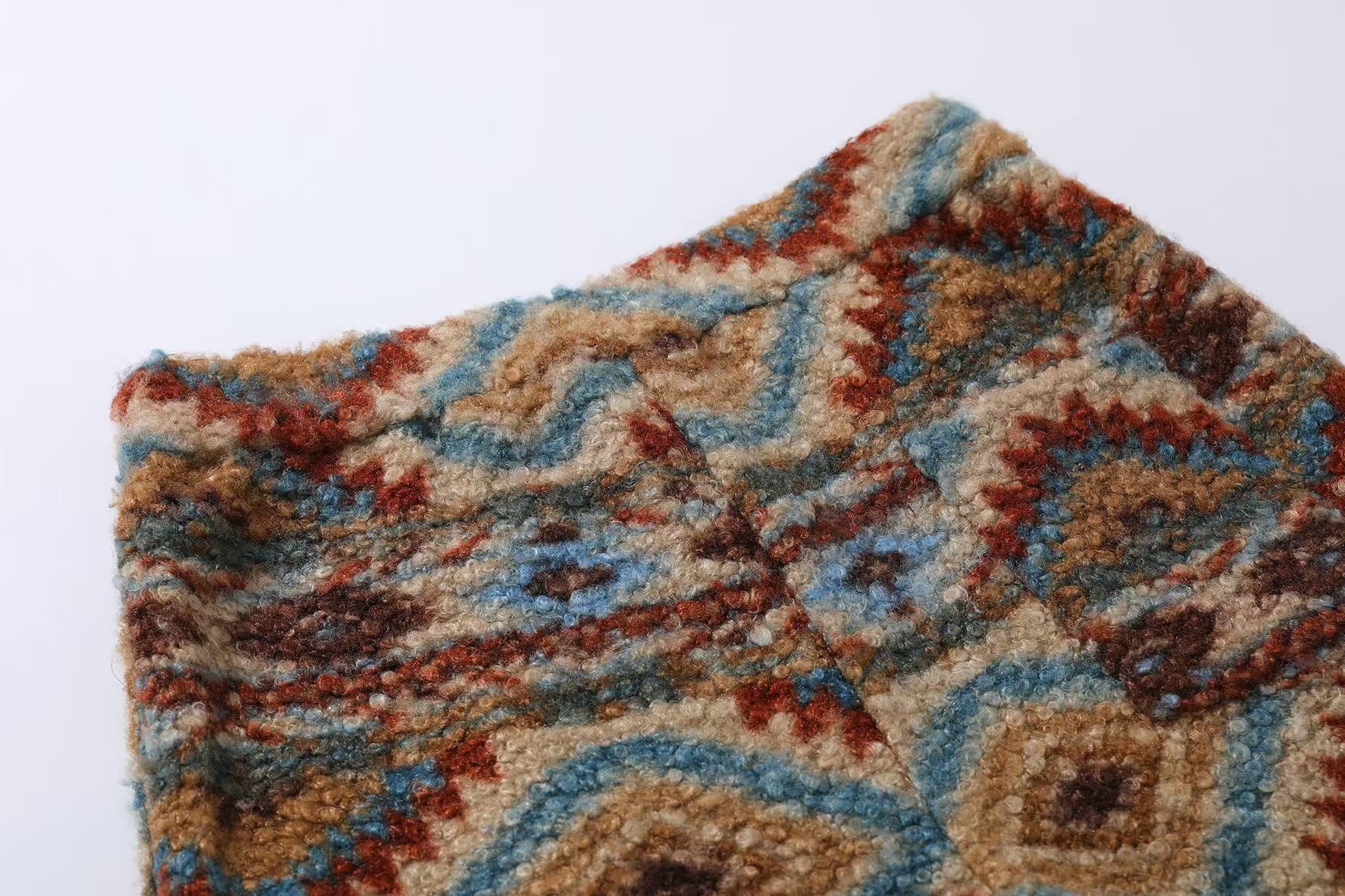 Ethnic-style Fleece-Lined Wide-Leg Pants