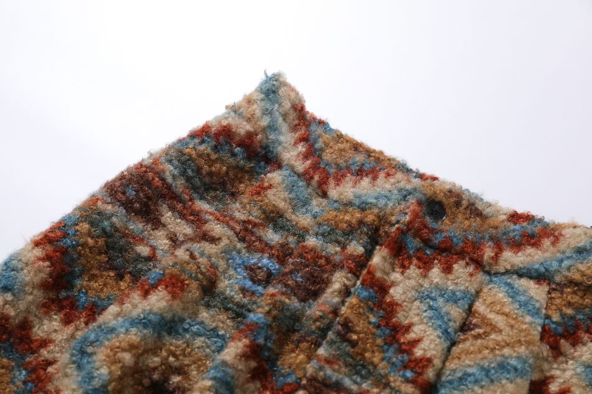 Ethnic-style Fleece-Lined Wide-Leg Pants