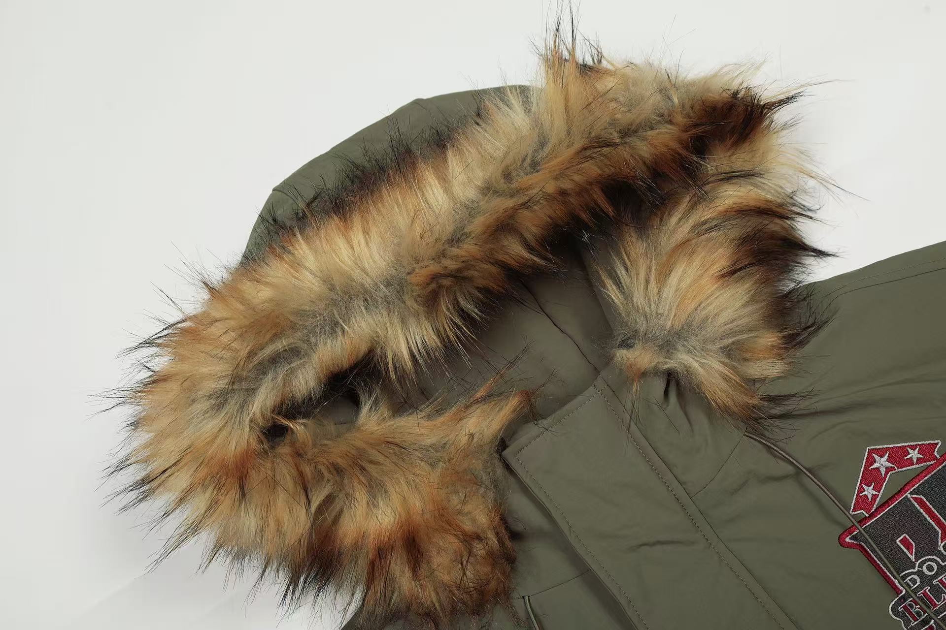 Vintage Printed Faux-Fur Collar Hooded Jacket