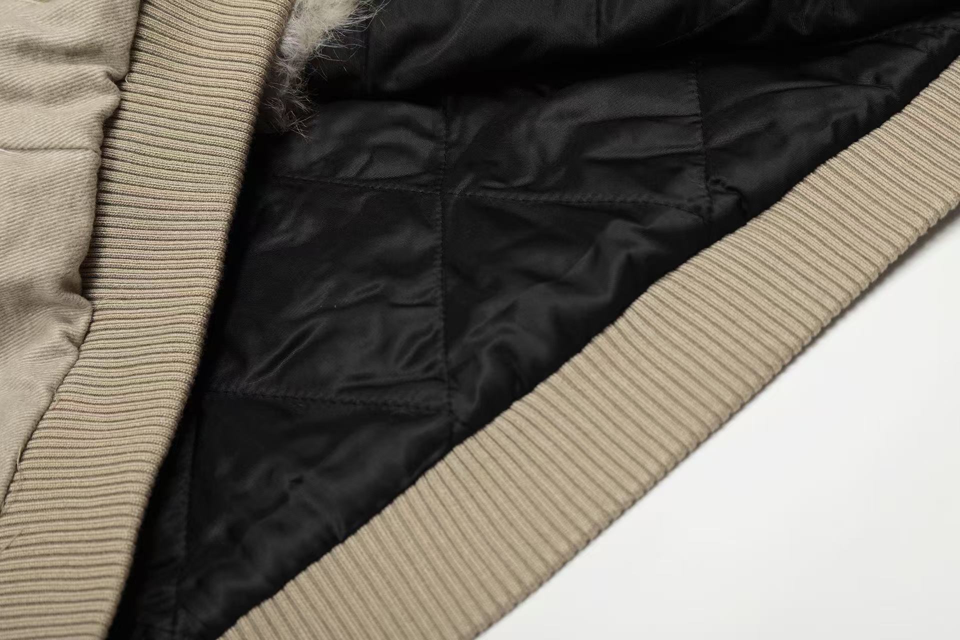 Vintage Stitch Detail Faux-Fur Collar Hooded Jacket