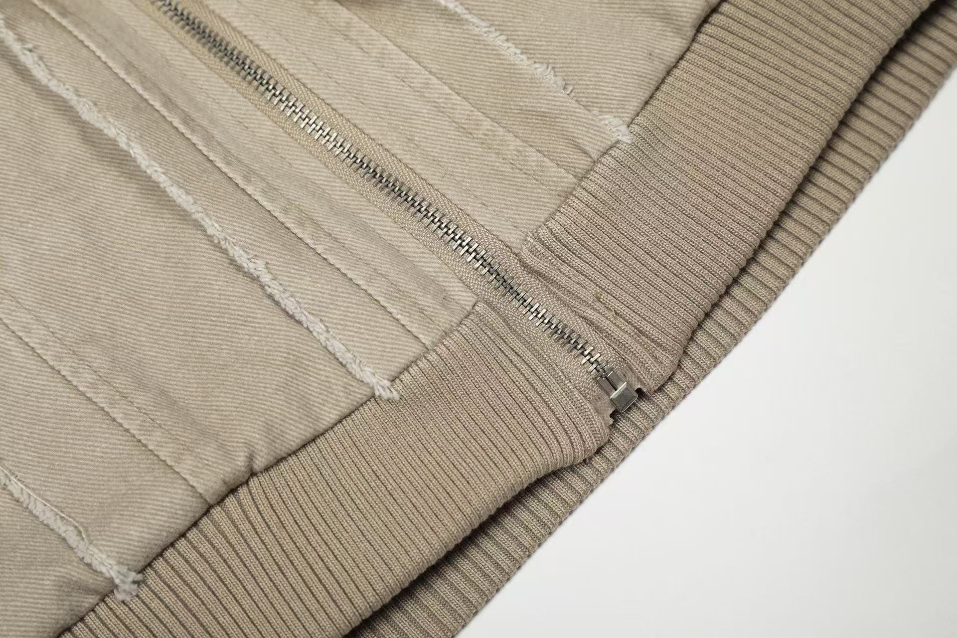 Vintage Stitch Detail Faux-Fur Collar Hooded Jacket