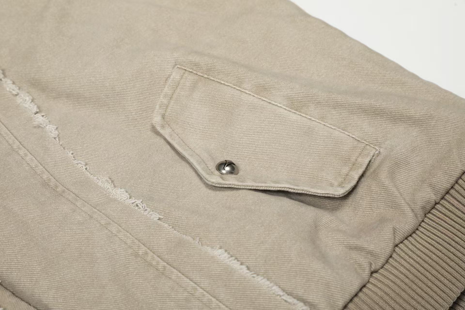 Vintage Stitch Detail Faux-Fur Collar Hooded Jacket