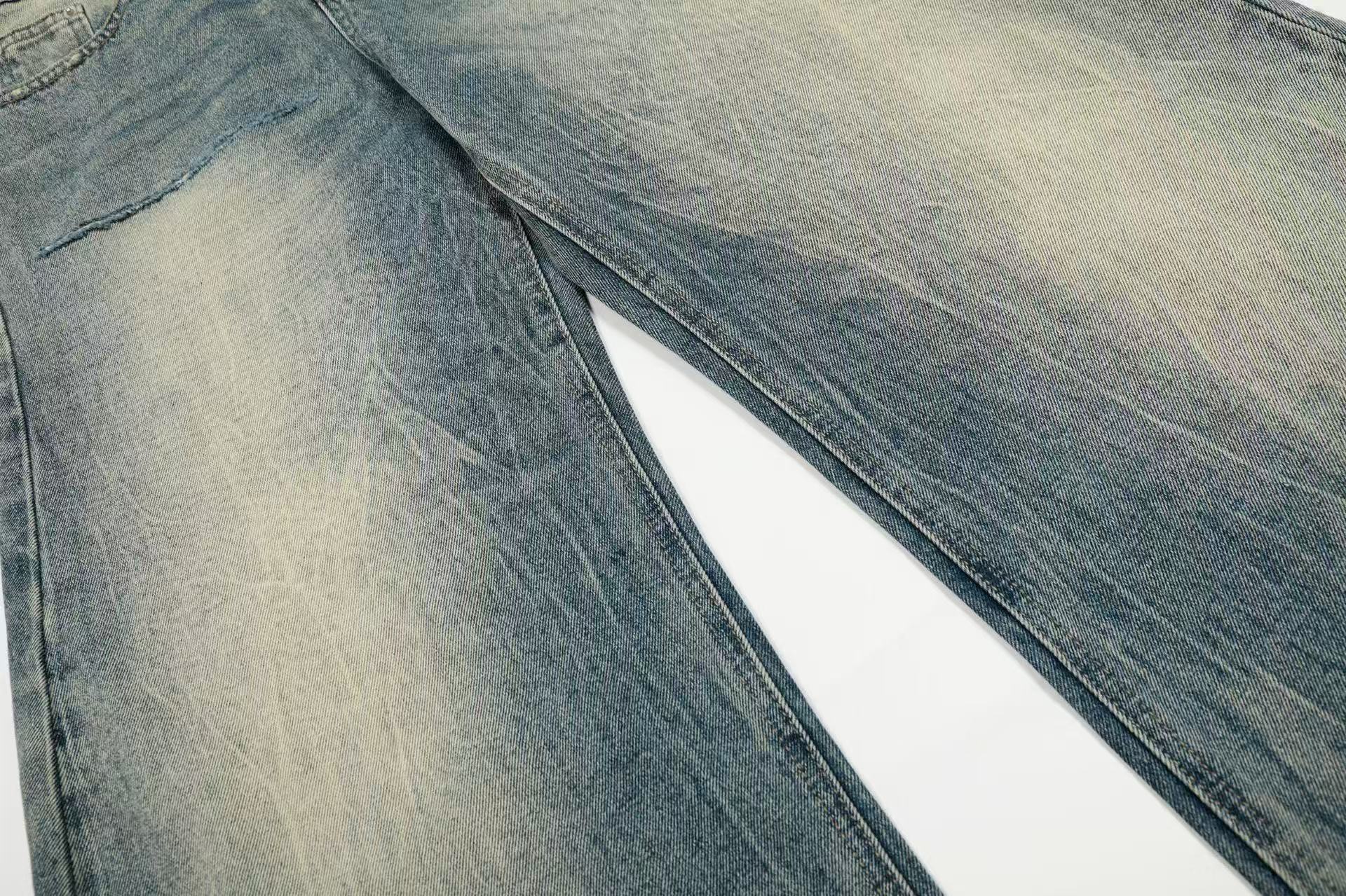 Vintage Washed Textured Wide-Leg Jeans