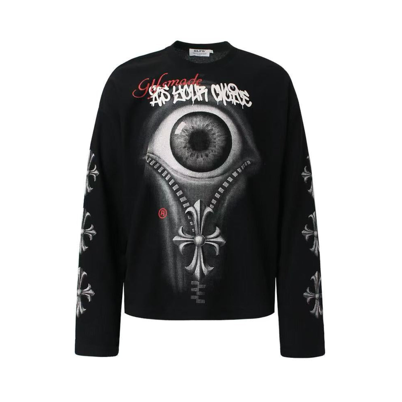 Dark Eye 3D Print Waffle Knit Long Sleeve