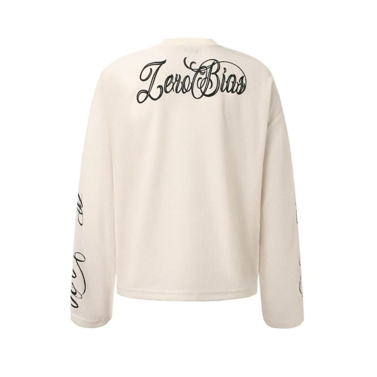 Streetwear Typography Waffle Knit Long Sleeve