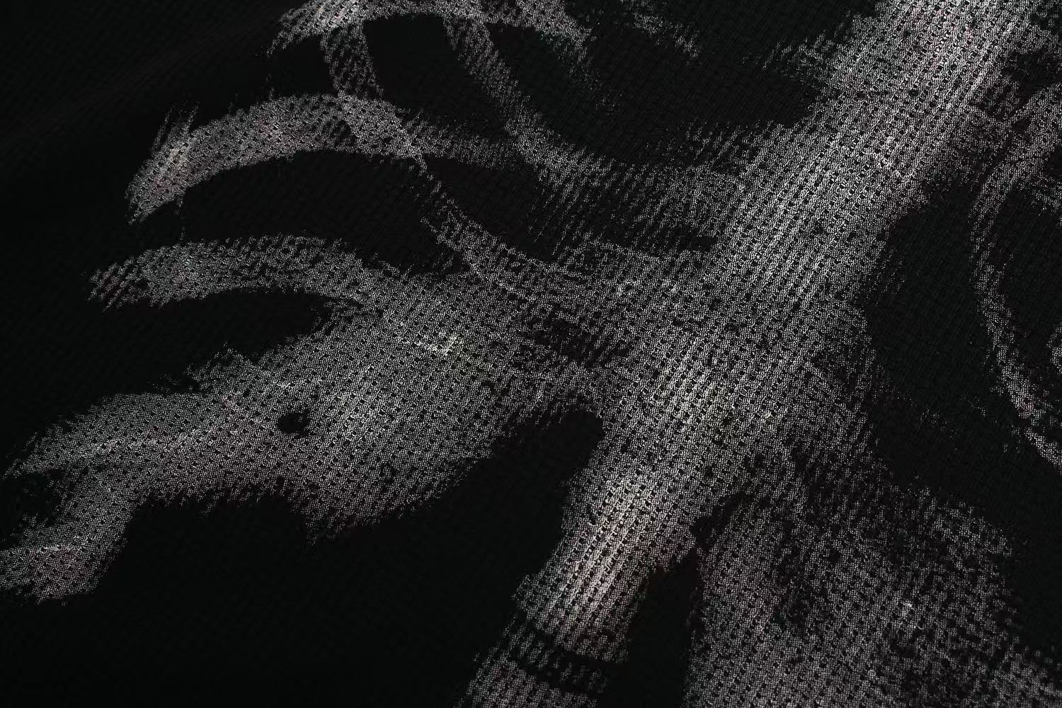 Streetwear Bone Print Waffle Knit Long Sleeve