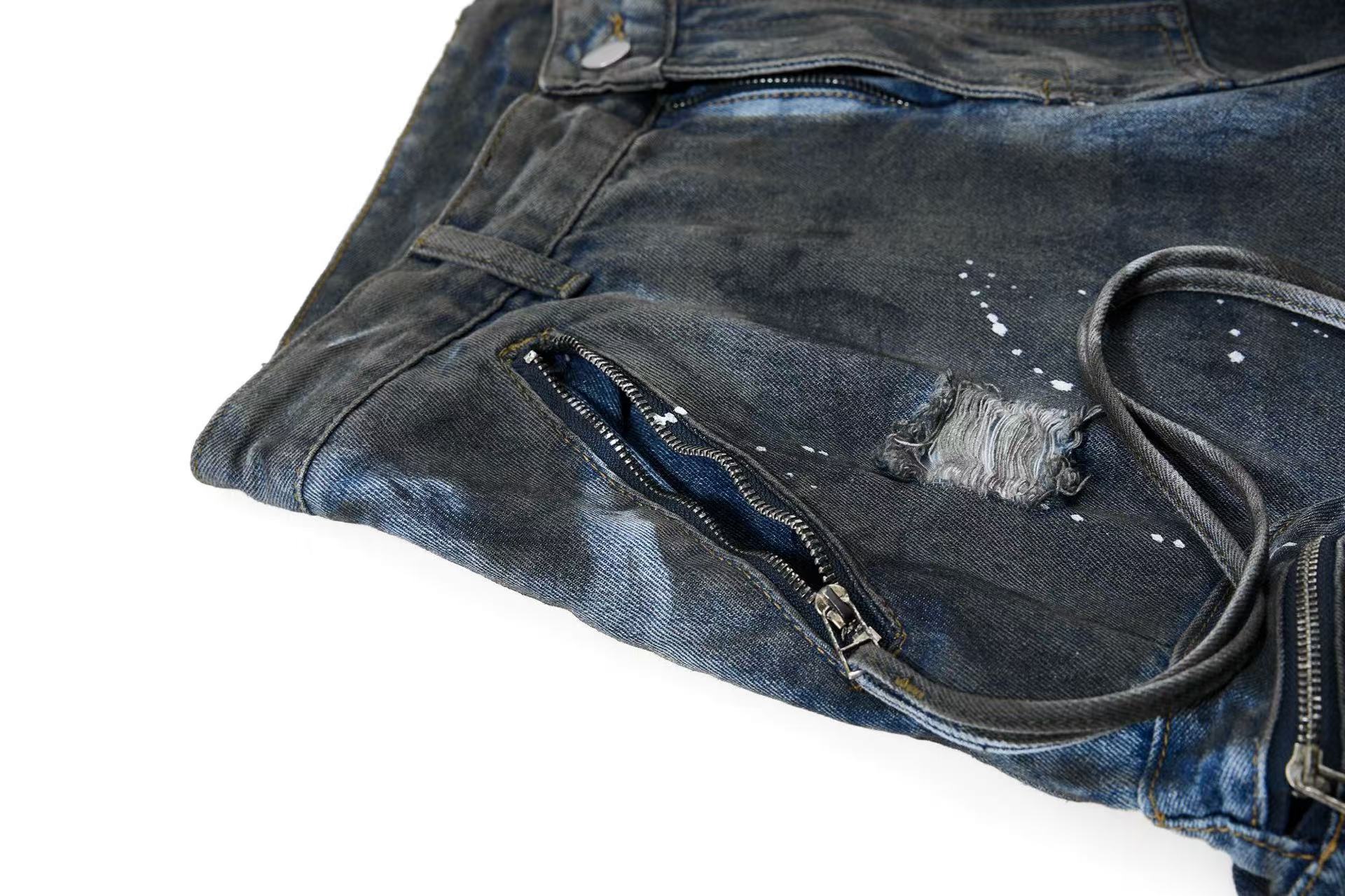 Distressed Street Style Ripped Wide-Leg Jeans