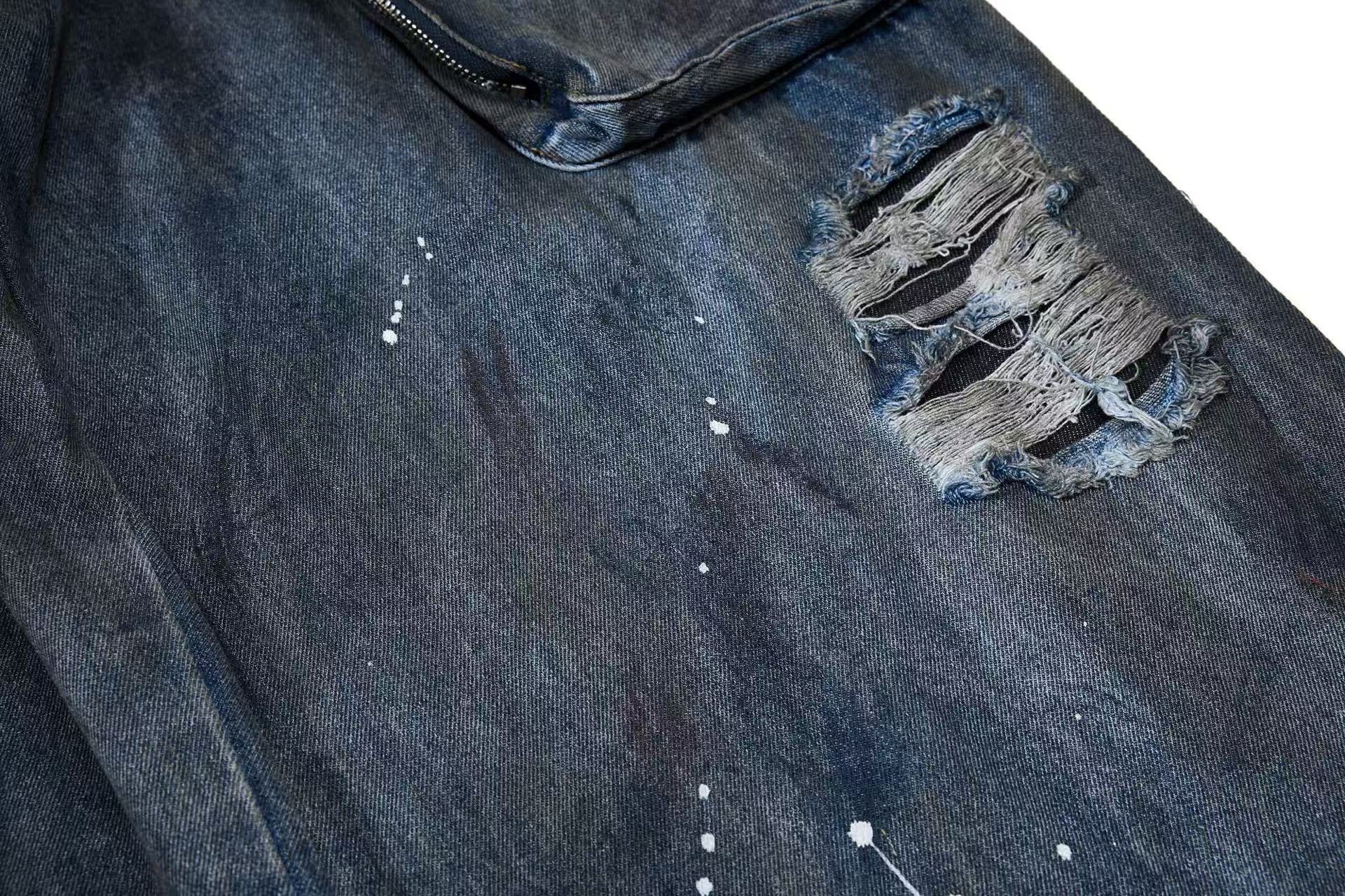 Distressed Street Style Ripped Wide-Leg Jeans