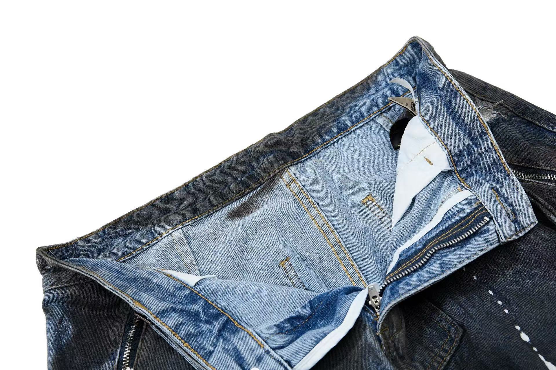 Distressed Street Style Ripped Wide-Leg Jeans