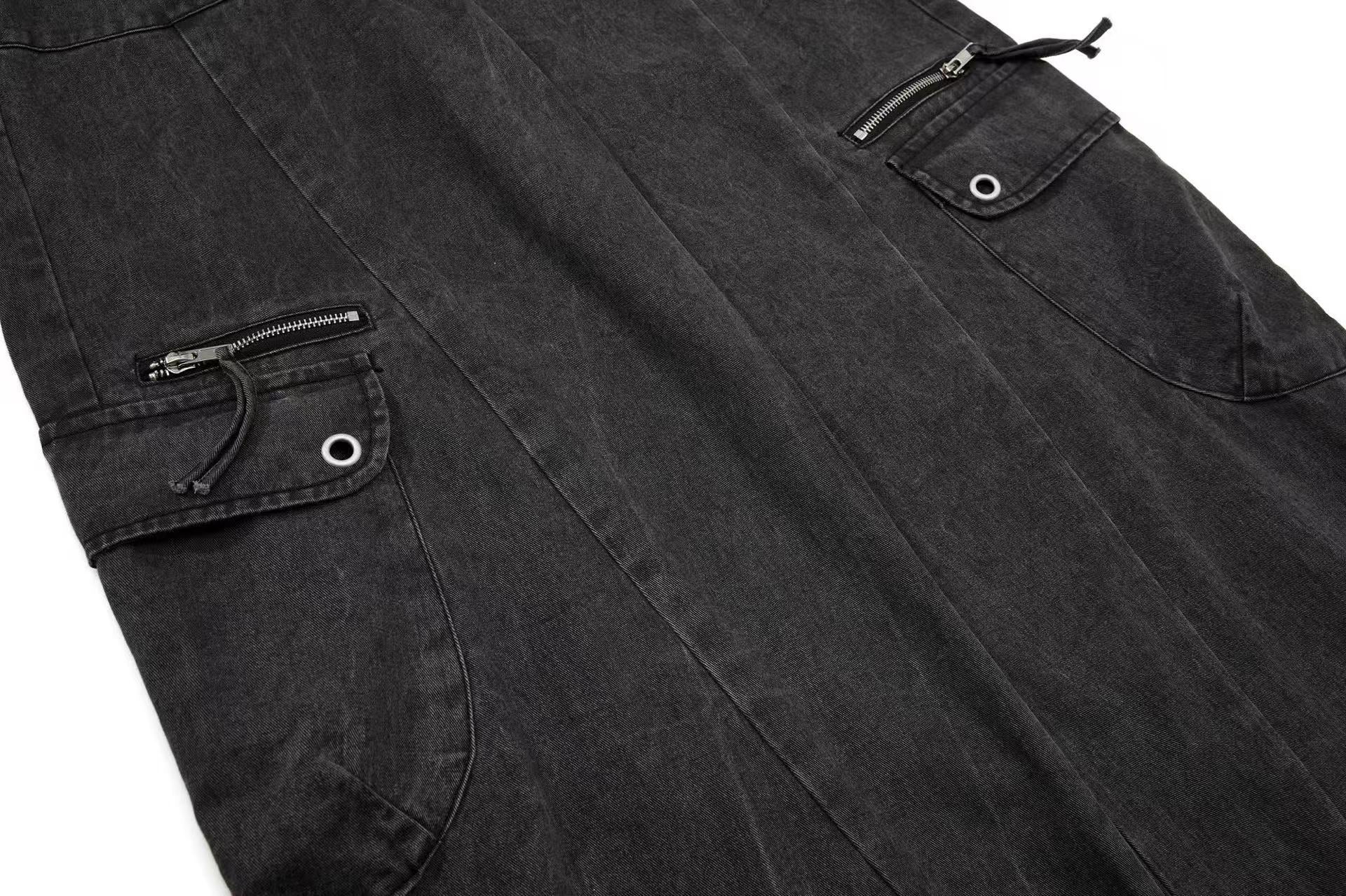 Button-Flap Wide-Leg Cargo Pants