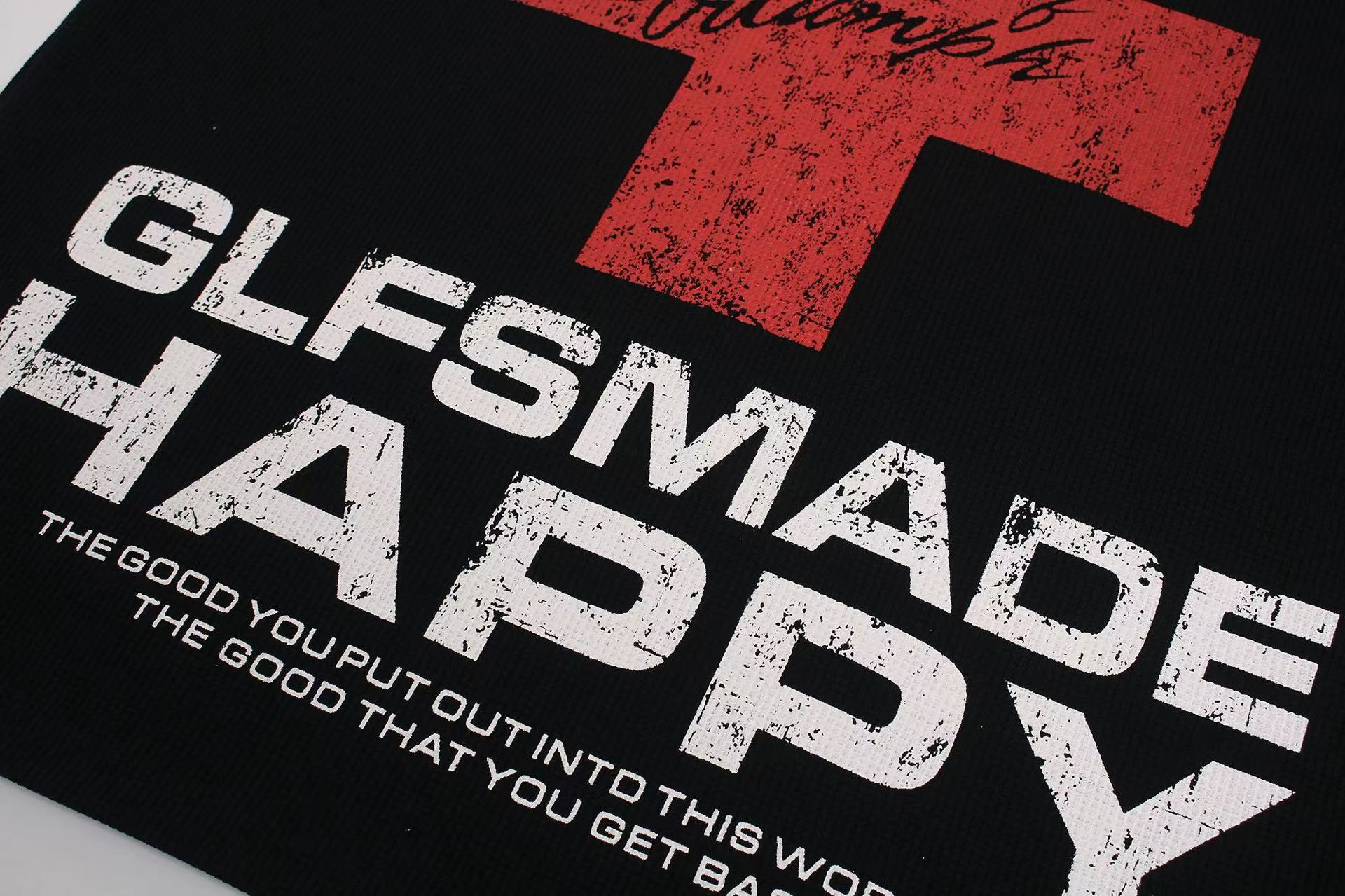 Streetwear Red Cross Print Short Sleeve