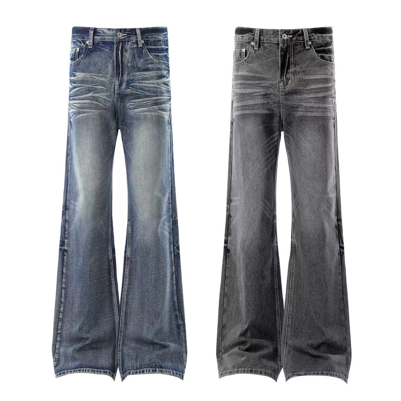 Clean Fit Washed Straight-Leg Jeans
