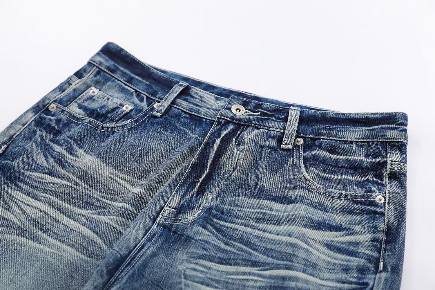 Clean Fit Washed Straight-Leg Jeans