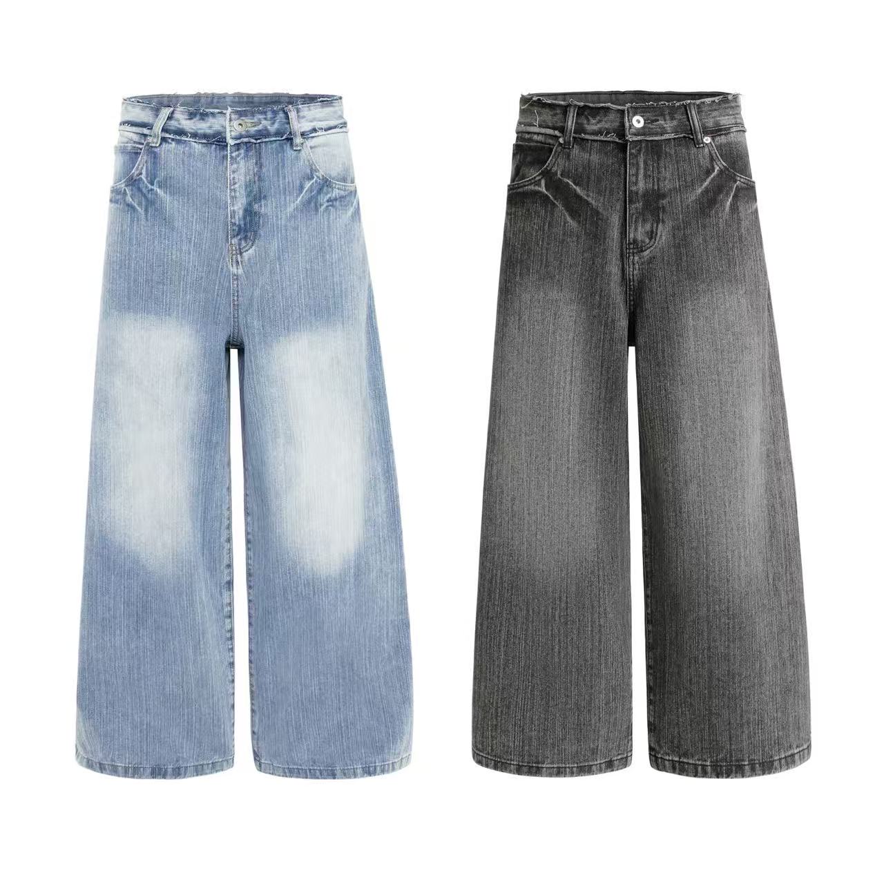 Street Style Washed Wide-Leg Jeans