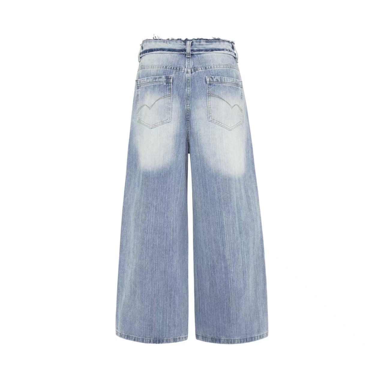 Street Style Washed Wide-Leg Jeans