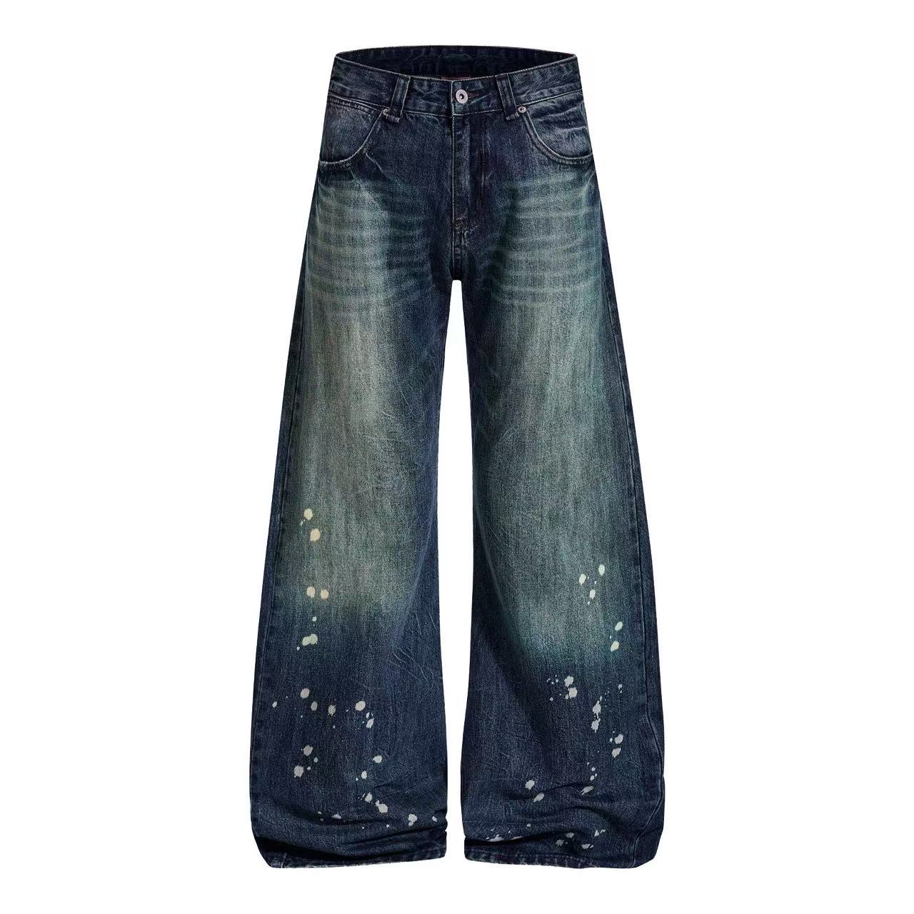 Vintage Paint Splatter Wide-Leg Jeans